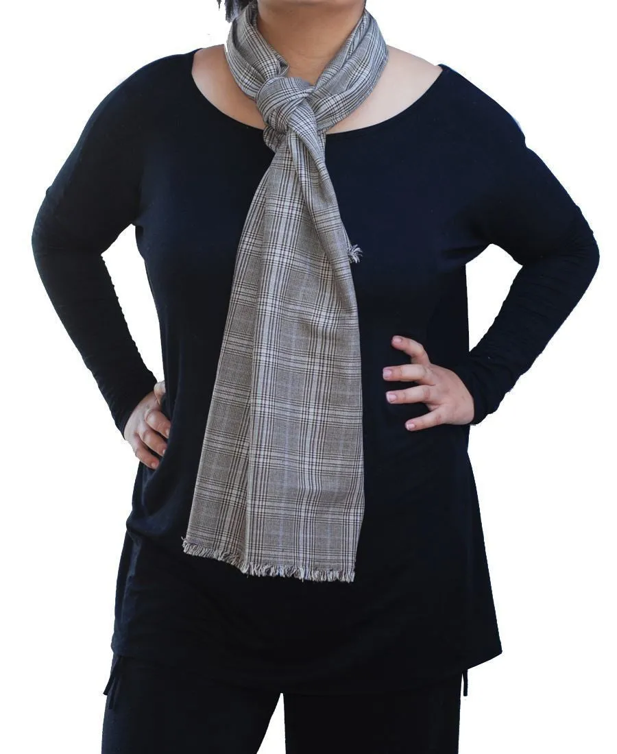 Fashion Scarf Infinity Shawl Elegant Plaid Brown One Size