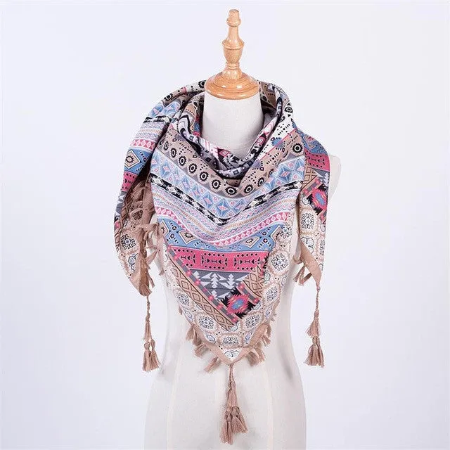 Fashion Women's Printed Scarves For Winter/Autumn - Pink/Blue/Red/Khaki/Black/Grey