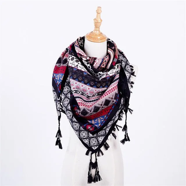 Fashion Women's Printed Scarves For Winter/Autumn - Pink/Blue/Red/Khaki/Black/Grey