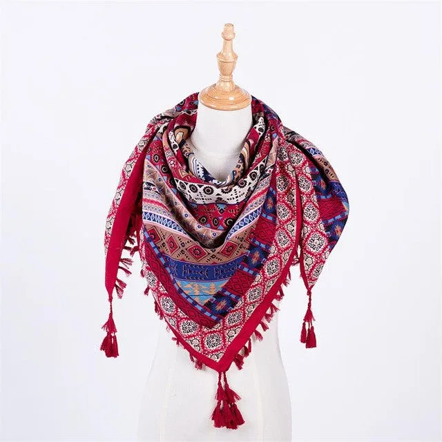 Fashion Women's Printed Scarves For Winter/Autumn - Pink/Blue/Red/Khaki/Black/Grey