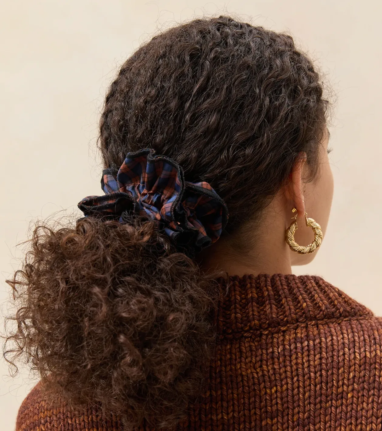 Felice Navy/Rust Plaid Scrunchie