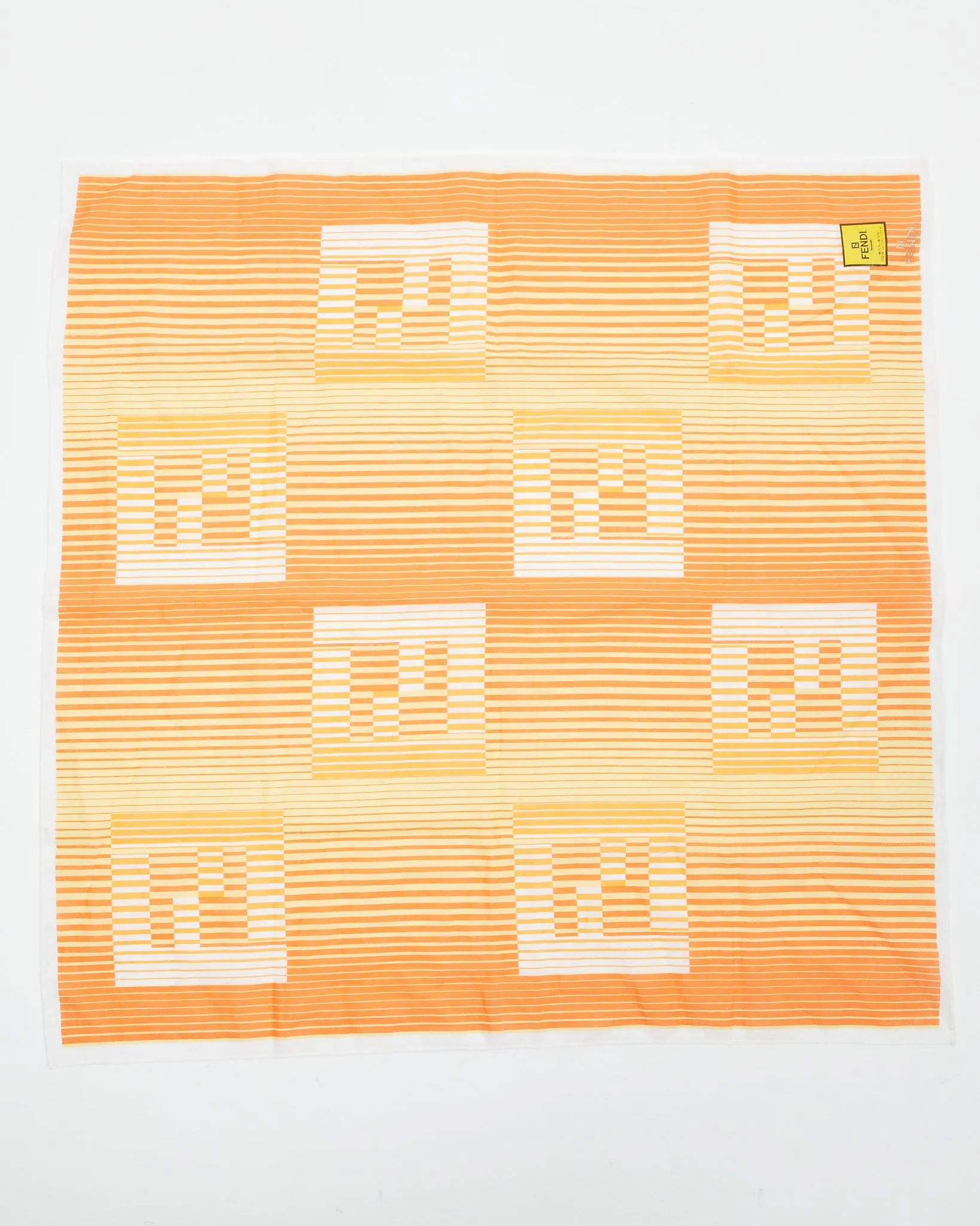 Fendi Orange Oversized FF Logo Striped Scarf