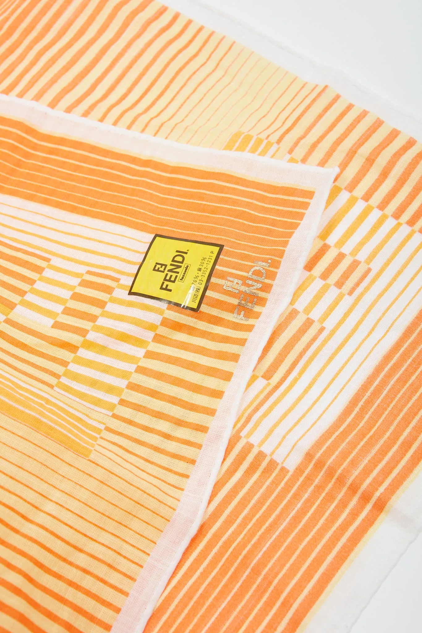 Fendi Orange Oversized FF Logo Striped Scarf