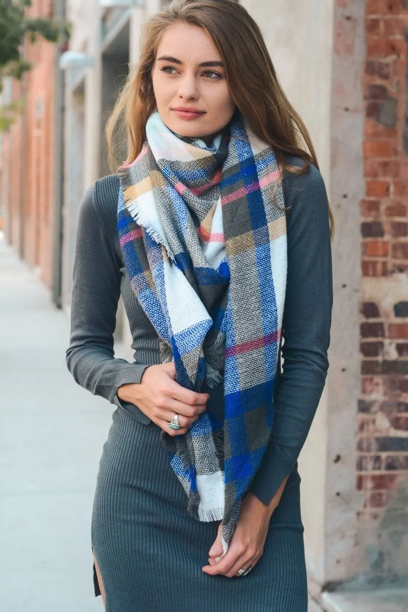Flannel Frayed Edge Blanket Scarf (8 colors)