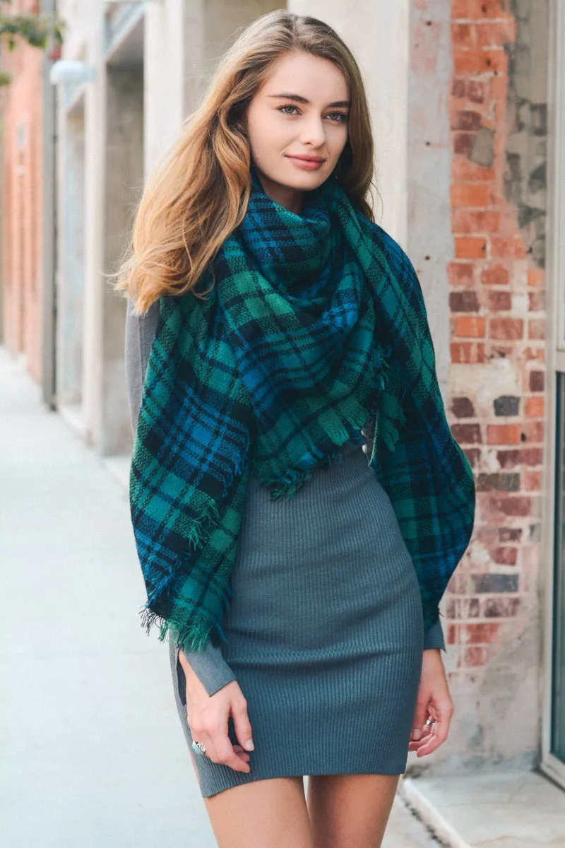 Flannel Frayed Edge Blanket Scarf (8 colors)