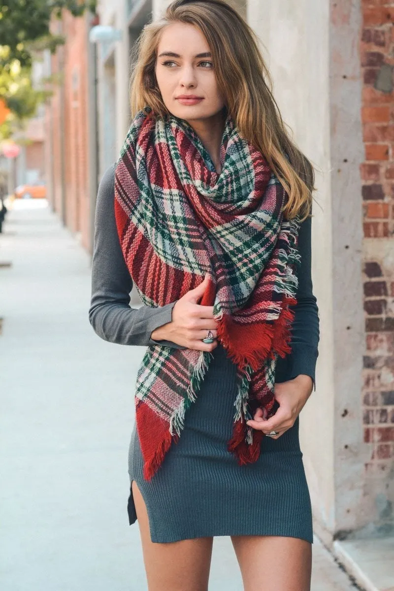 Flannel Frayed Edge Blanket Scarf (8 colors)