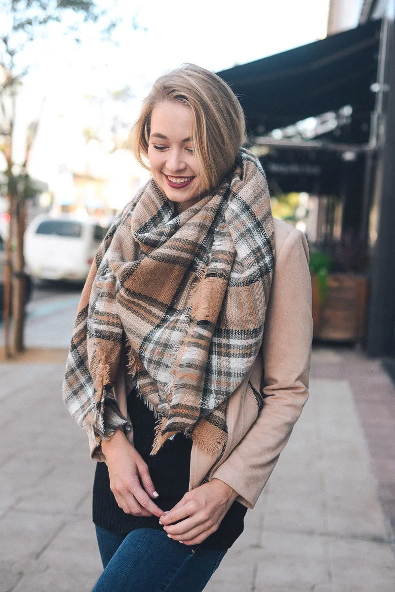 Flannel Frayed Edge Blanket Scarf (8 colors)