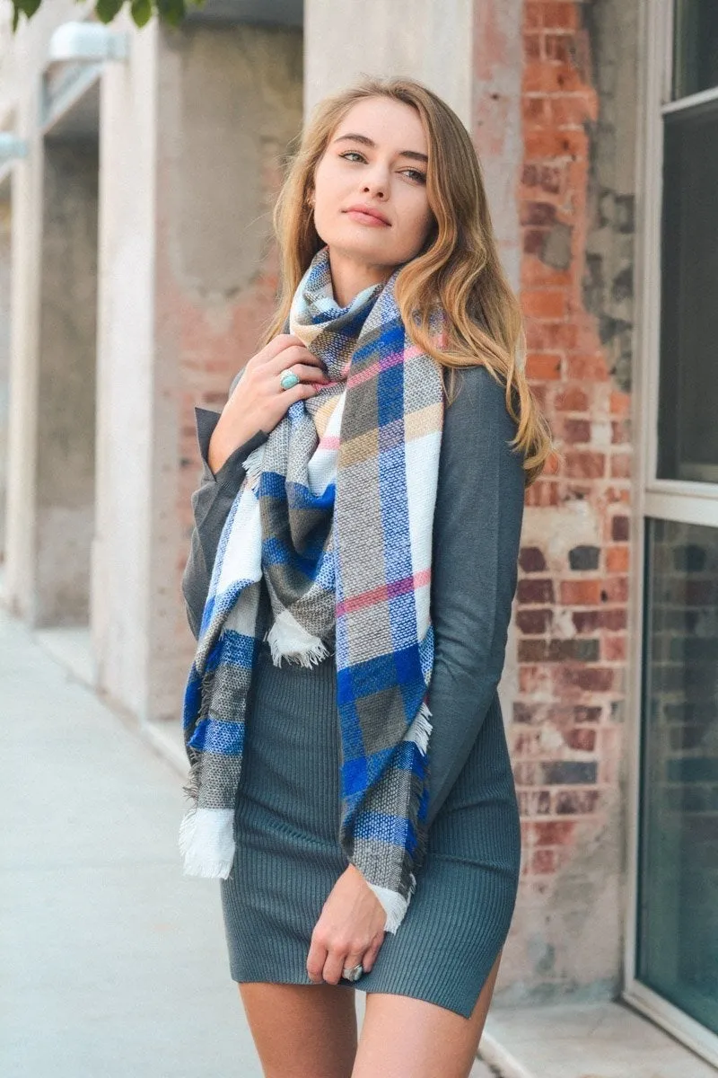 Flannel Frayed Edge Blanket Scarf (8 colors)