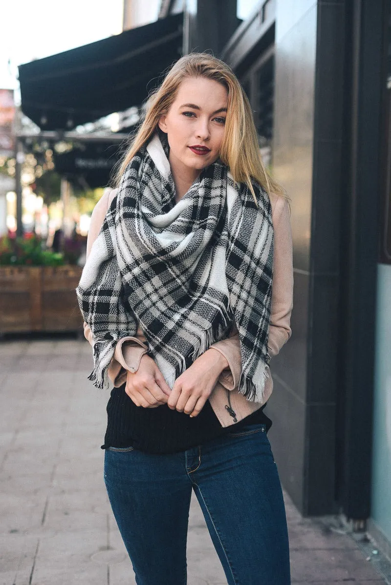 Flannel Frayed Edge Blanket Scarf (8 colors)