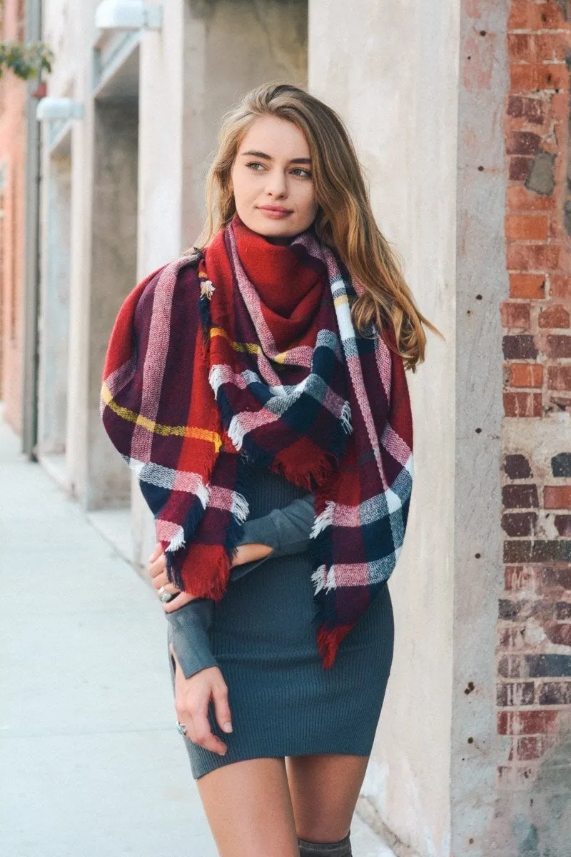 Flannel Frayed Edge Blanket Scarf (8 colors)