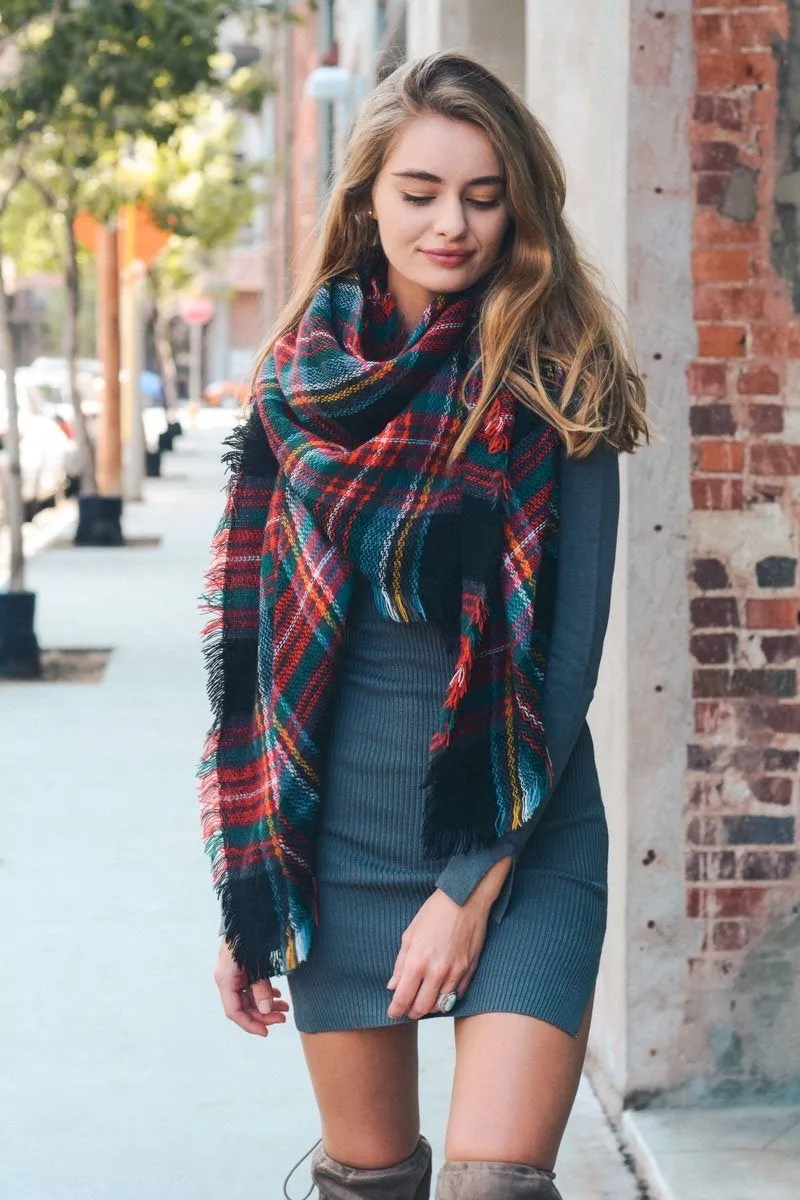 Flannel Frayed Edge Blanket Scarf (8 colors)