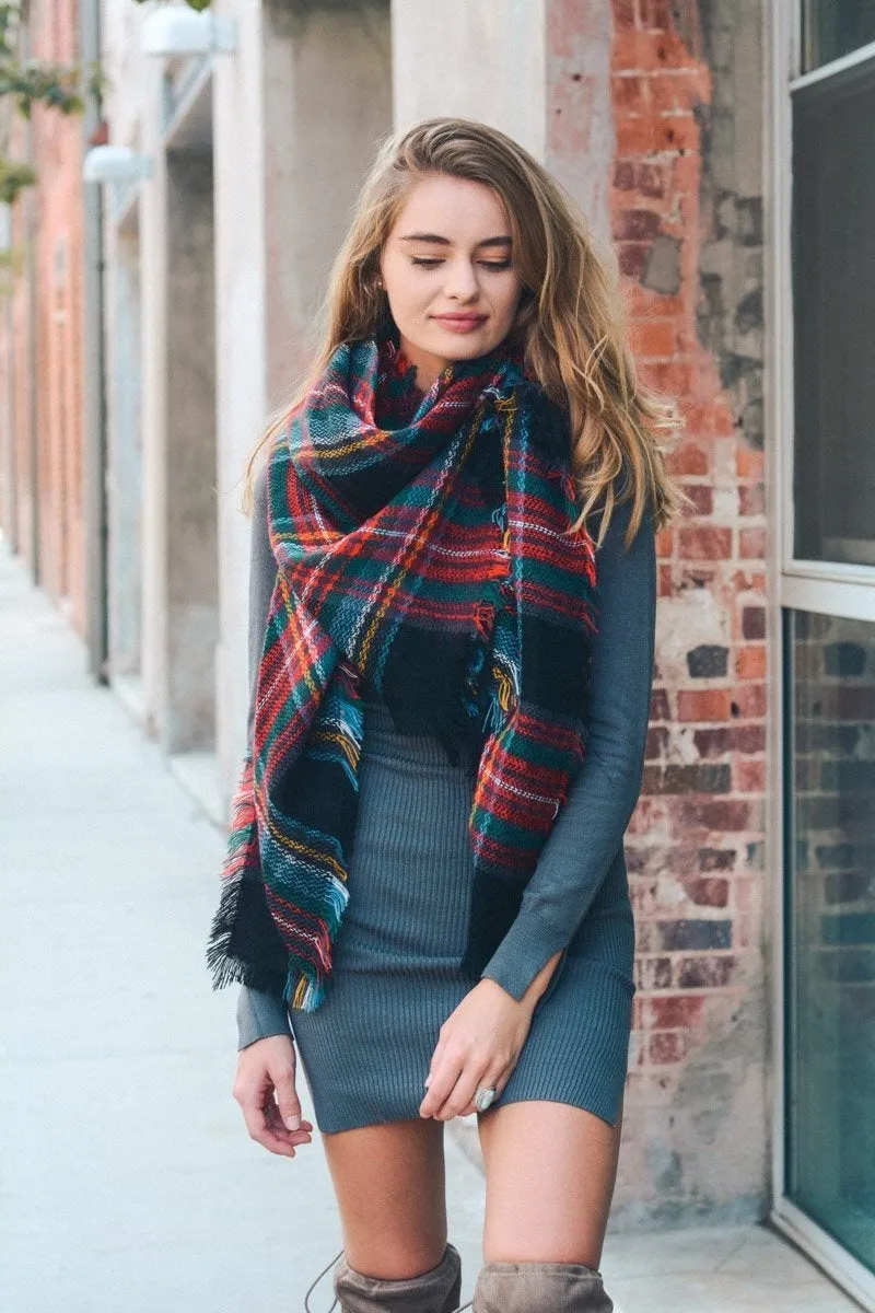 Flannel Frayed Edge Blanket Scarf (8 colors)