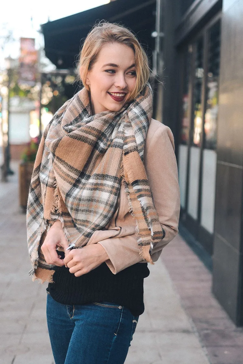 Flannel Frayed Edge Blanket Scarf (8 colors)