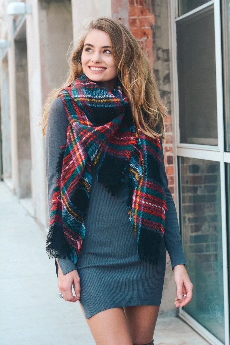 Flannel Frayed Edge Blanket Scarf (8 colors)