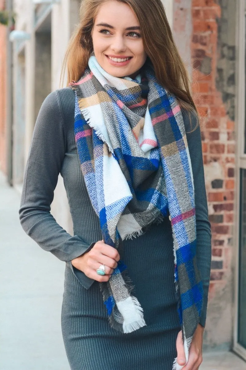 Flannel Frayed Edge Blanket Scarf (8 colors)