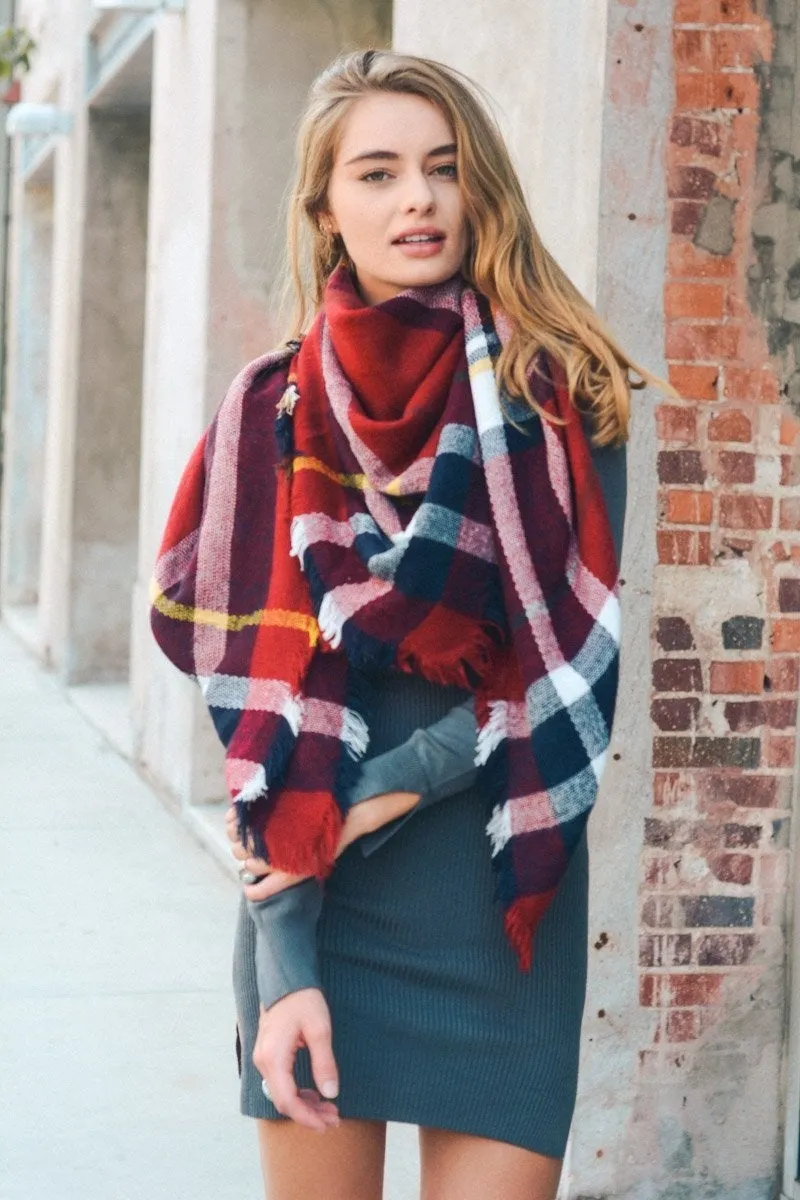 Flannel Frayed Edge Blanket Scarf (8 colors)