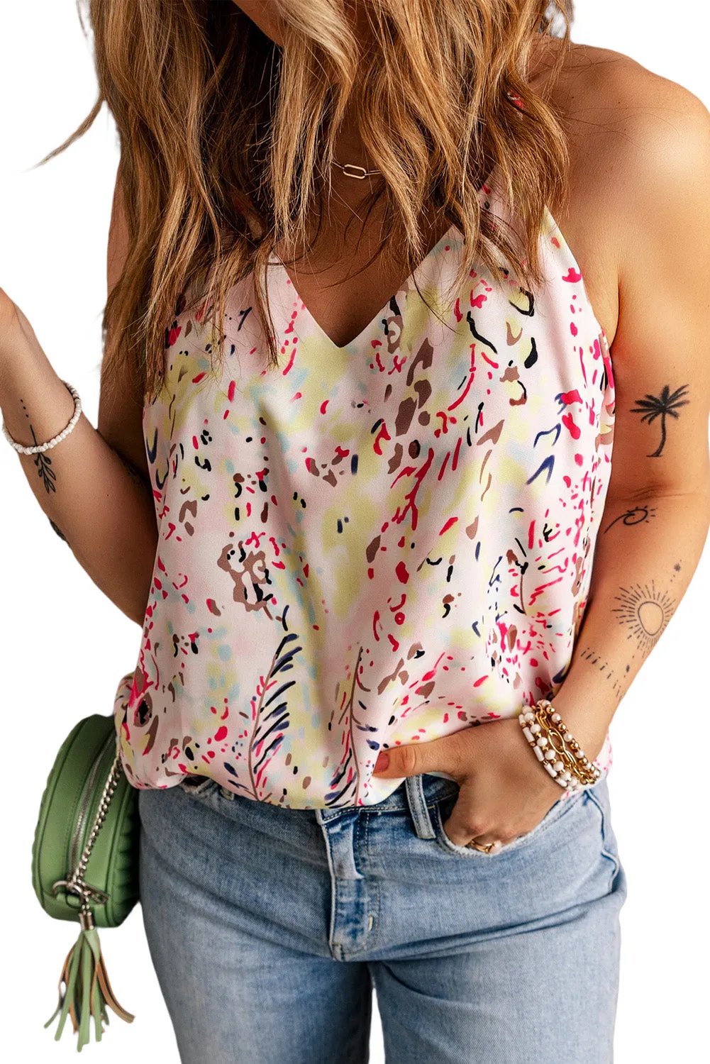 Floral Spaghetti Straps Tank Top