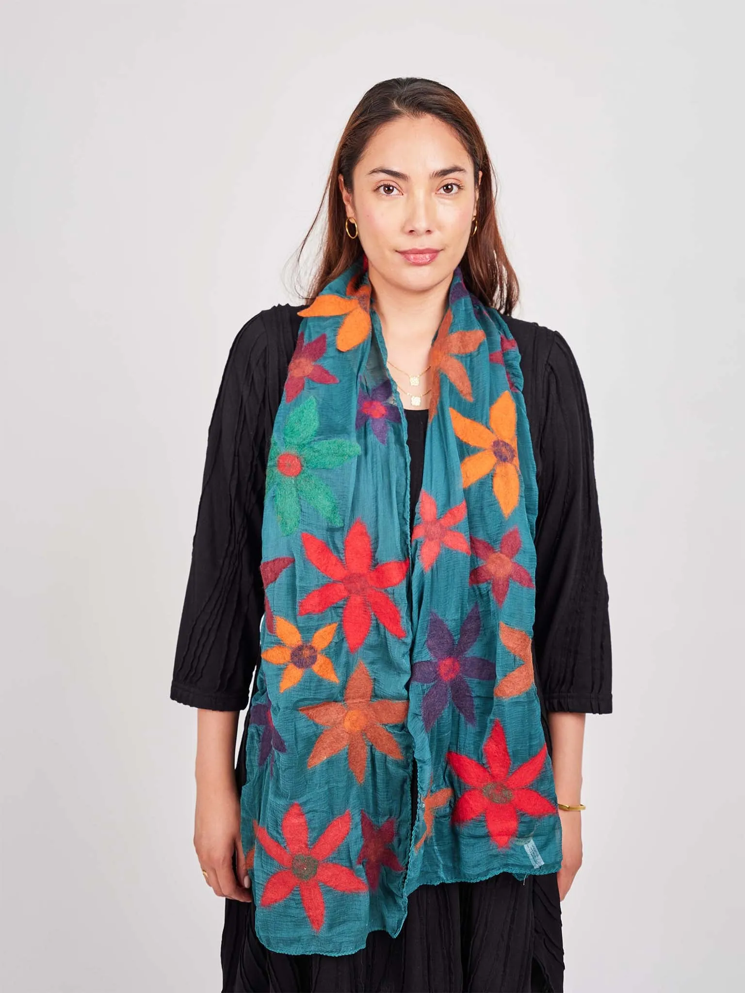 Floral Wool Felt Scarf