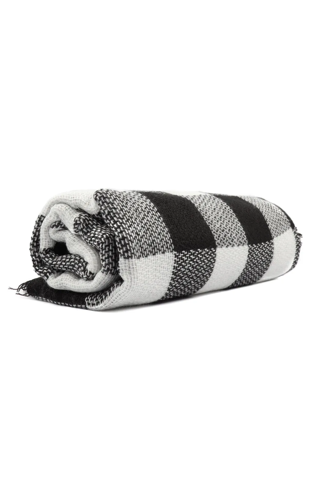 FRINGE BLANKET BUFFALO PLAID SCARF