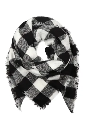 FRINGE BLANKET BUFFALO PLAID SCARF