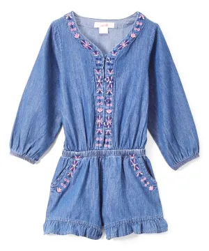 Girl D. Denim Romper with sleeves 2-14