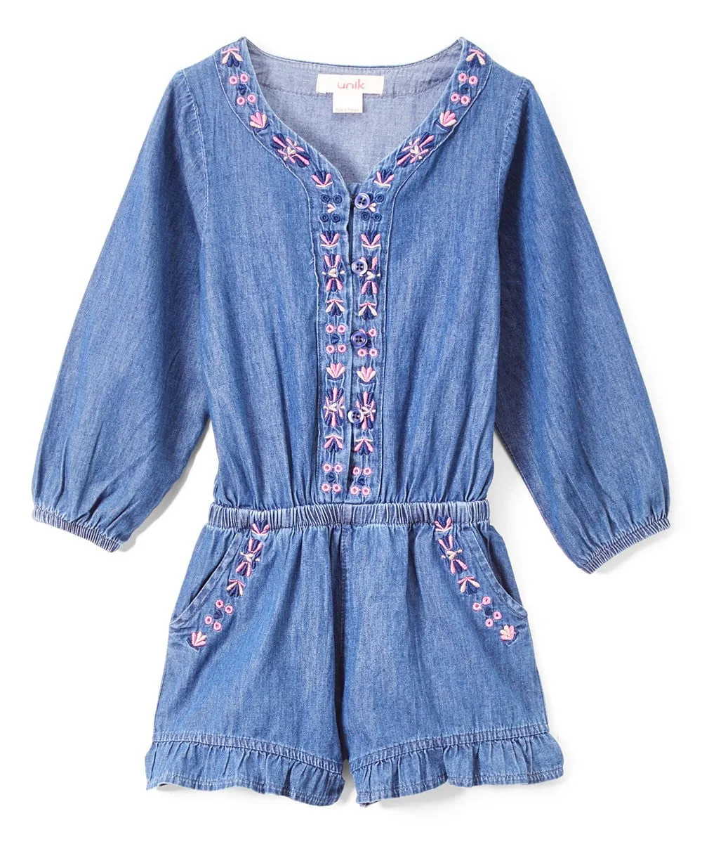 Girl D. Denim Romper with sleeves 2-14