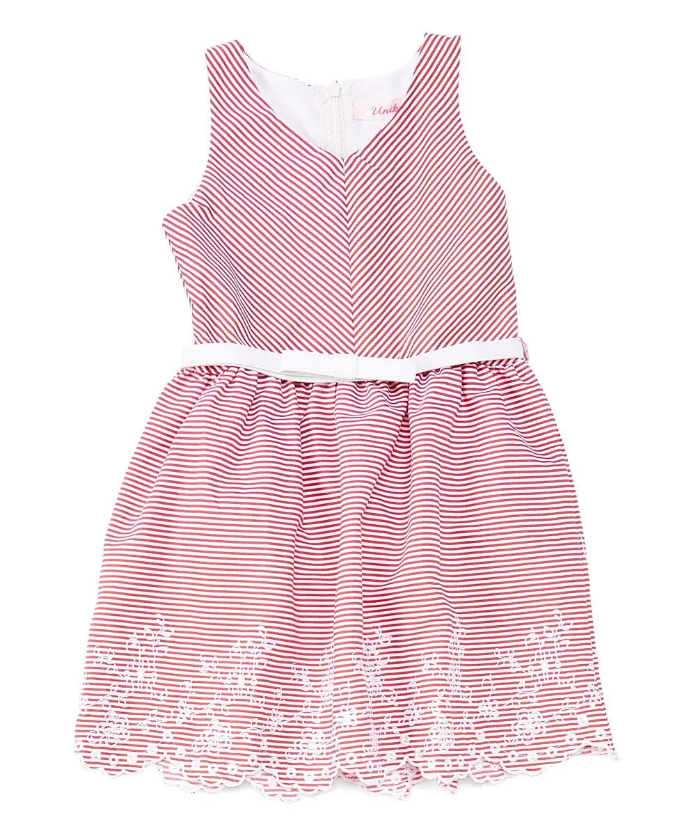 Girl Striped Dress with White Belt