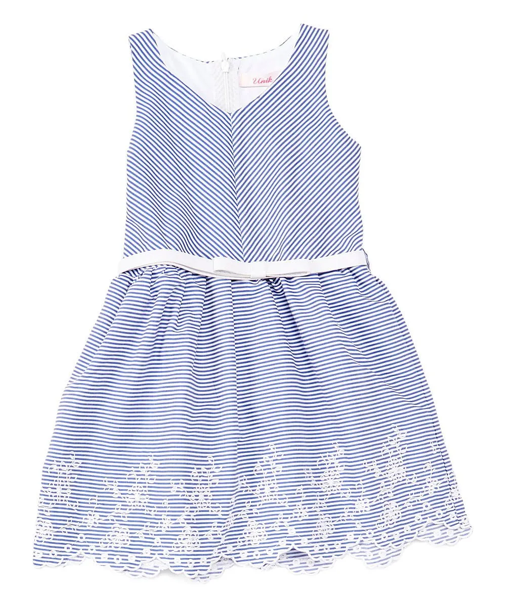 Girl Striped Dress with White Belt