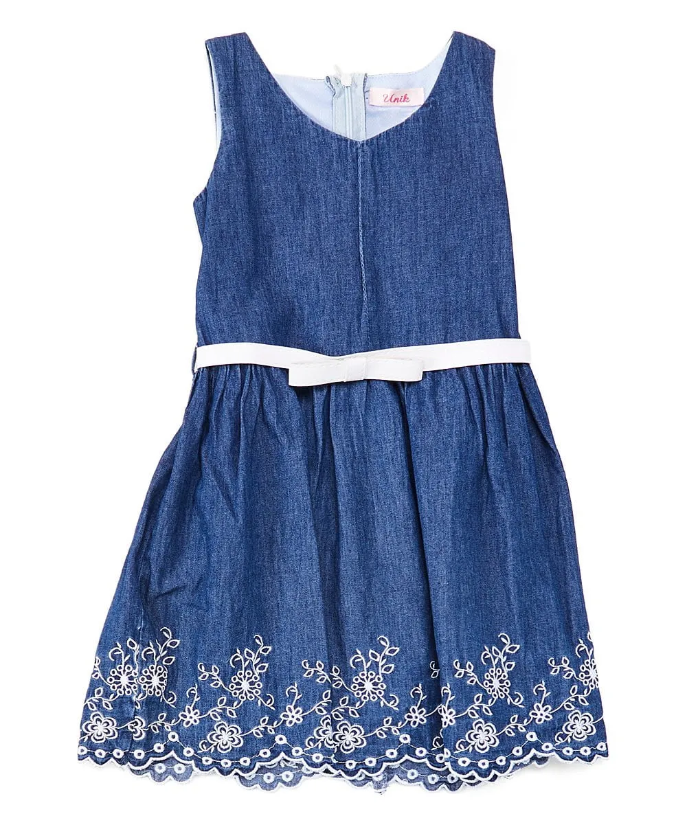 Girl Striped Dress with White Belt