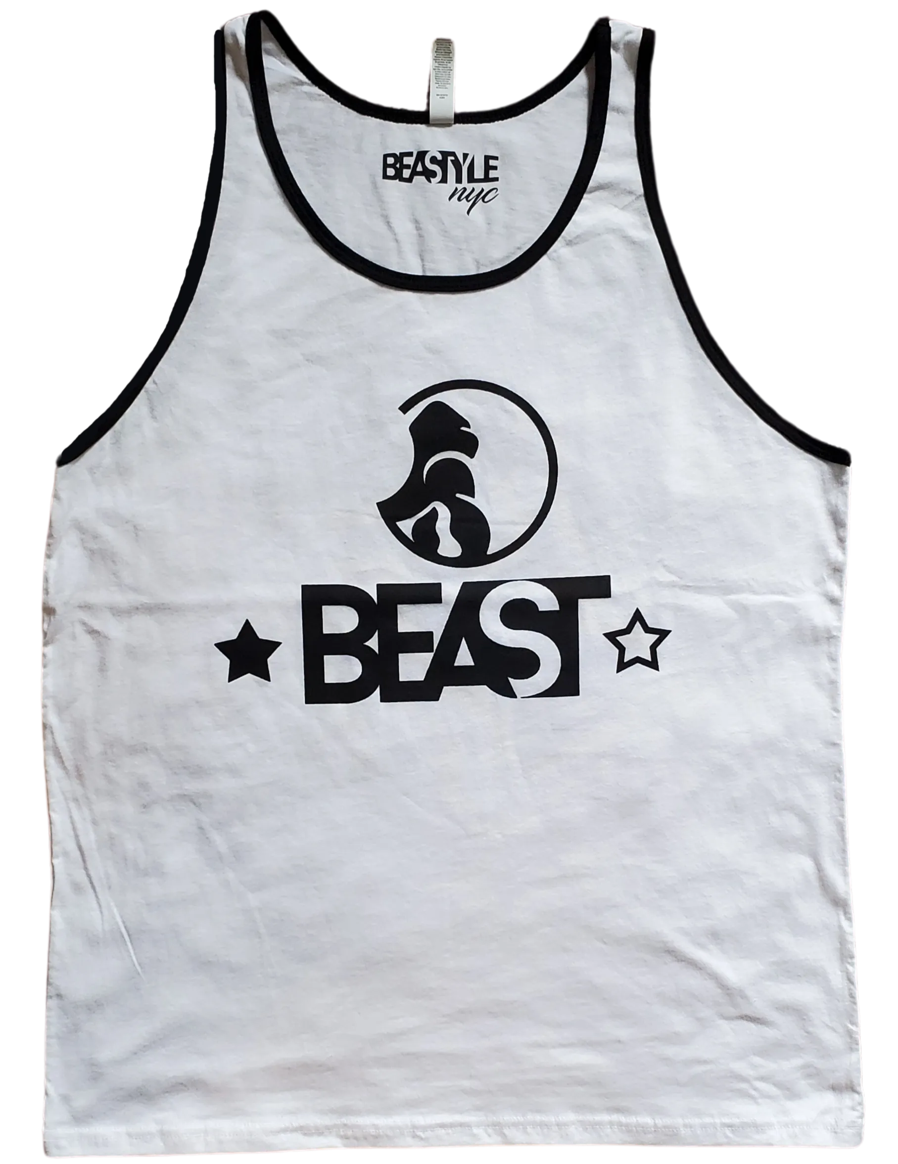 Gorilla Beast White Tank Top with Black Trim