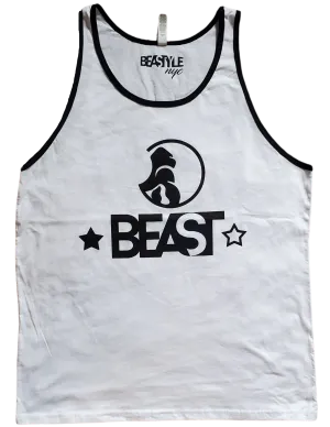 Gorilla Beast White Tank Top with Black Trim