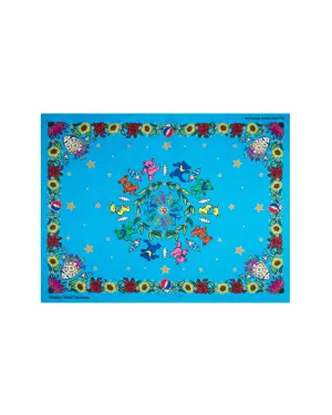 Grateful Dead Floral Large Cotton/Silk Scarf - Turquoise