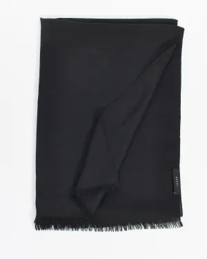 Gucci Black Silk/Wool GG Logo Fringe Scarf