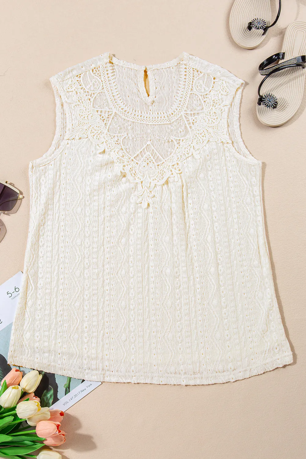 Guipure Lace Crochet Tank Top