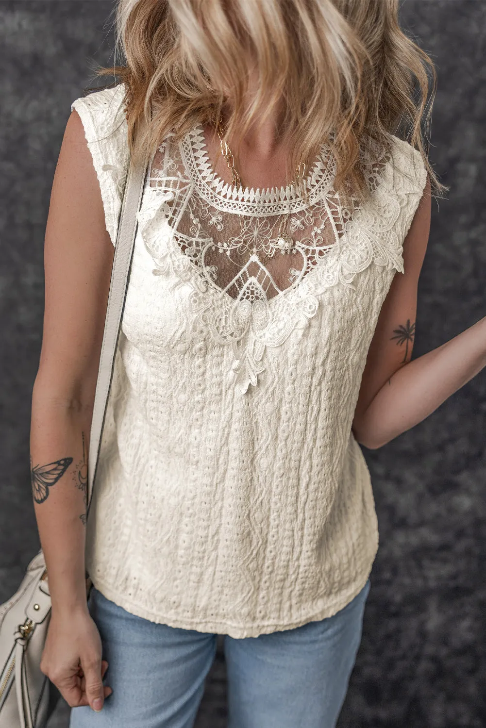 Guipure Lace Crochet Tank Top