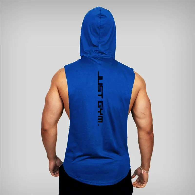 Gym Hooded Tank Top Men Brand Clothing Cotton Bodybuilding Hoodie Vest Workout Singlets Fitness Sleeveless Shirt
