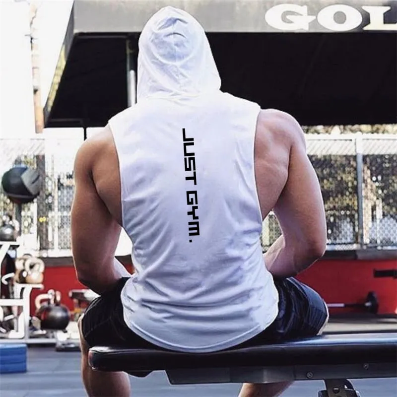 Gym Hooded Tank Top Men Brand Clothing Cotton Bodybuilding Hoodie Vest Workout Singlets Fitness Sleeveless Shirt