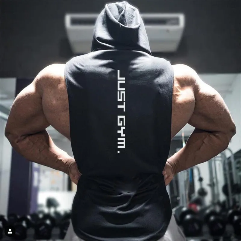 Gym Hooded Tank Top Men Brand Clothing Cotton Bodybuilding Hoodie Vest Workout Singlets Fitness Sleeveless Shirt