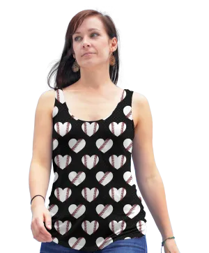 Heart Baseball Pattern Racerback Tank Top