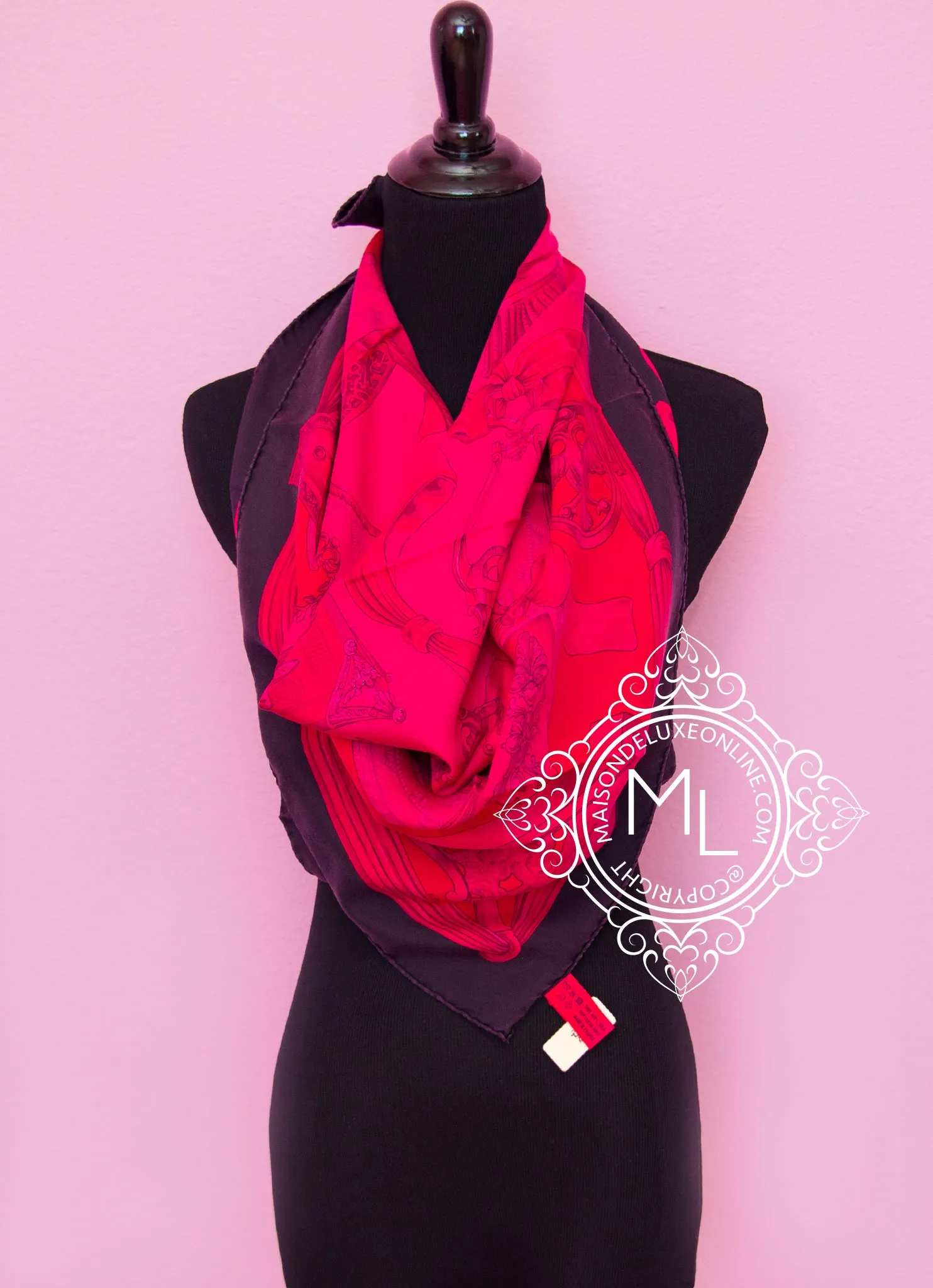 Hermes Fuchsia Dip Dye Surteint Silk 90 cm Etriers Scarf