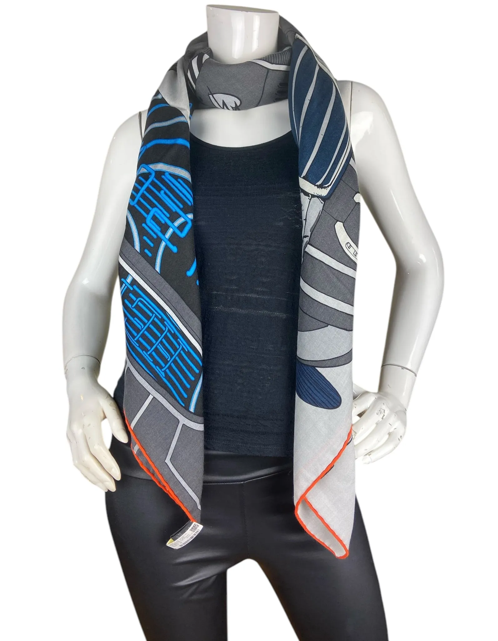 Hermes Mysterious Rider 140 Silk/ Cashmere Shawl