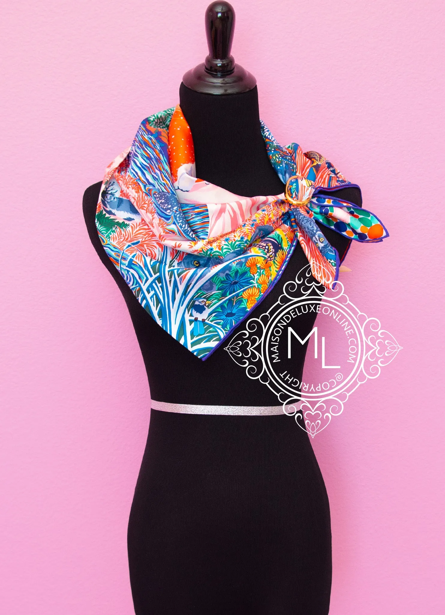 Hermes Orange Twill Silk 90 cm Into the Canadian Wild Scarf