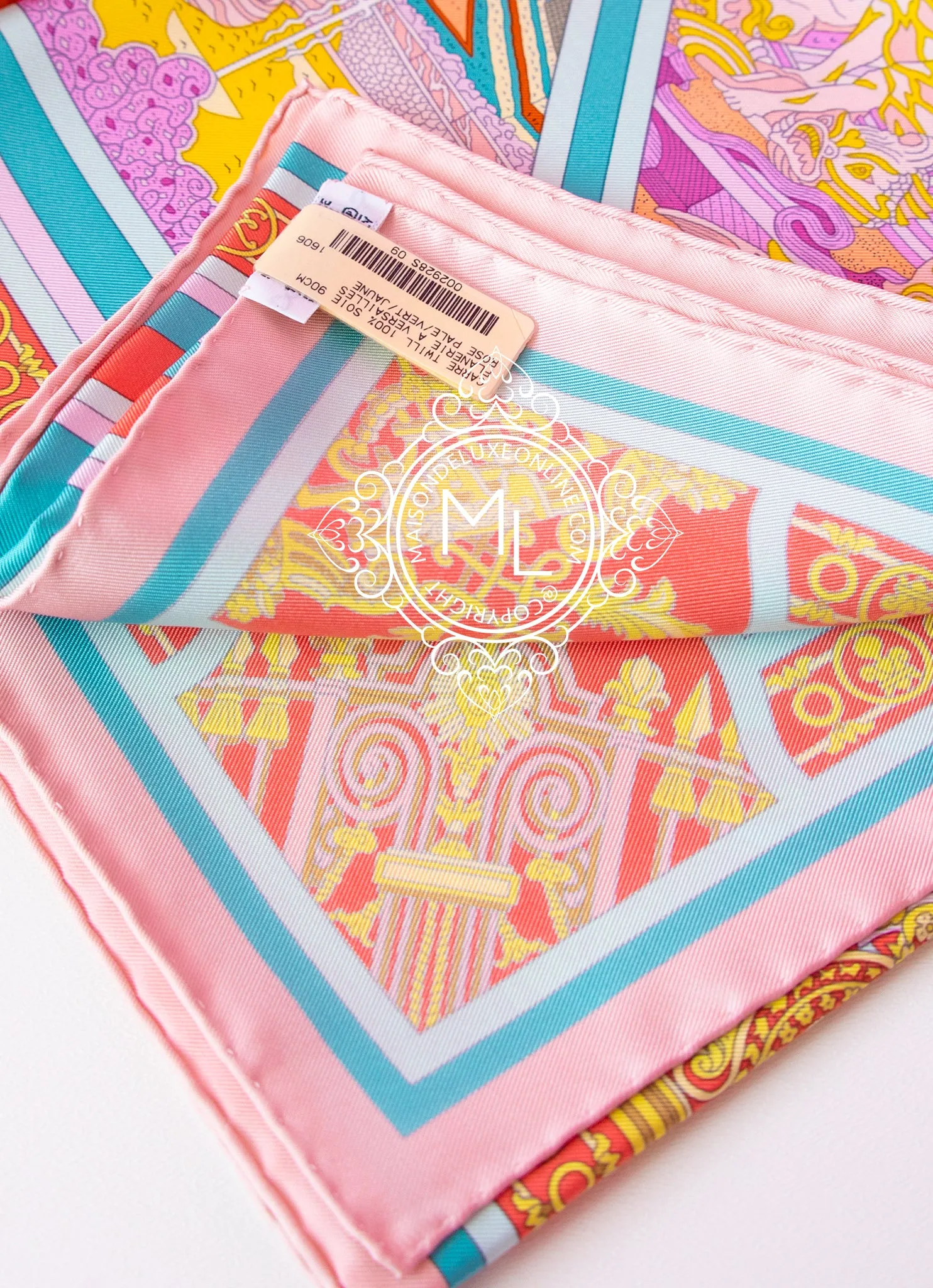 Hermes Pink Twill Silk 90 cm Flânerie à a Versailles Scarf