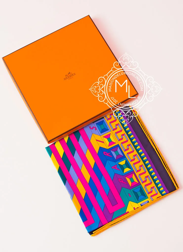 Hermes Purple Pink Twill Silk 90 cm Le Fil d'Ariane Scarf