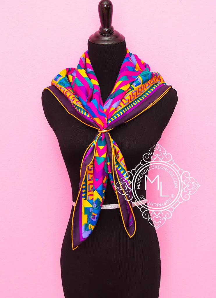 Hermes Purple Pink Twill Silk 90 cm Le Fil d'Ariane Scarf