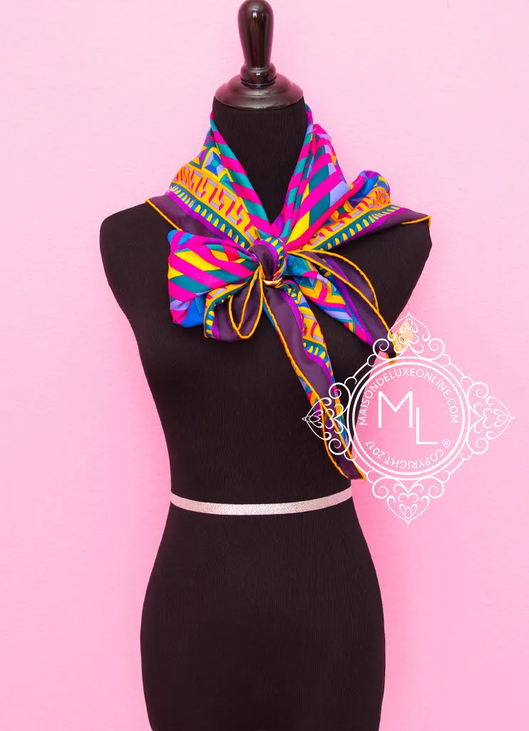 Hermes Purple Pink Twill Silk 90 cm Le Fil d'Ariane Scarf