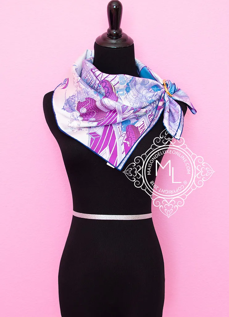 Hermes Purple Twill Silk 90 cm Le Grand Prix du Faubourg Scarf