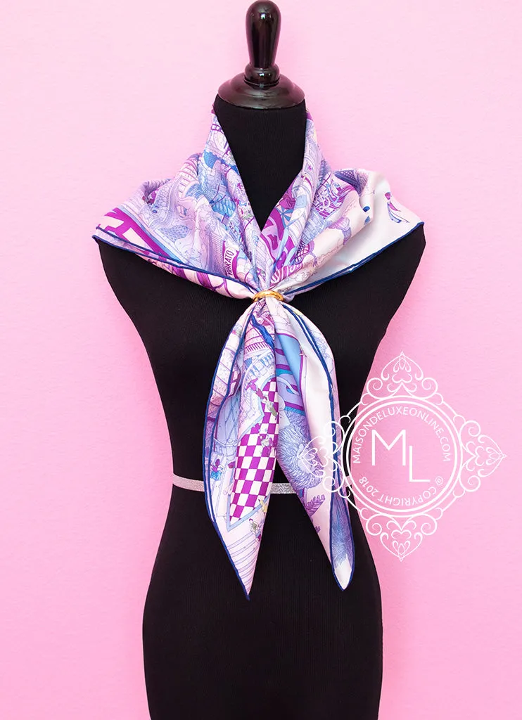 Hermes Purple Twill Silk 90 cm Le Grand Prix du Faubourg Scarf