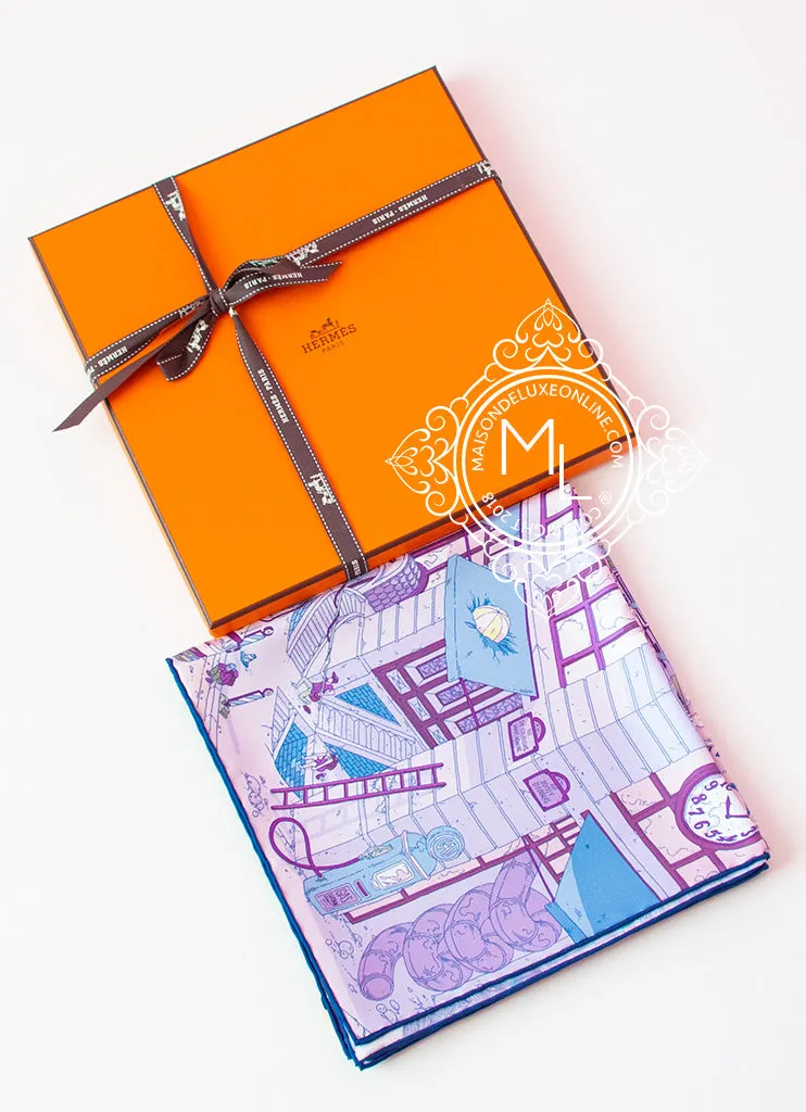 Hermes Purple Twill Silk 90 cm Le Grand Prix du Faubourg Scarf