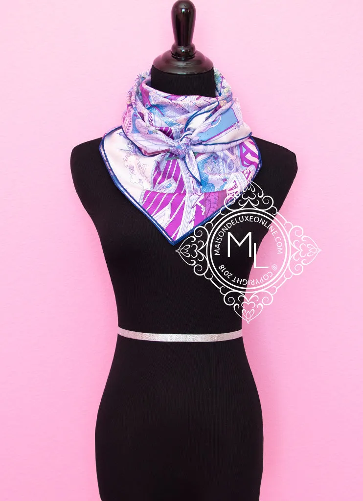 Hermes Purple Twill Silk 90 cm Le Grand Prix du Faubourg Scarf